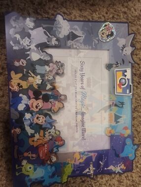 Disney Purple Celebration Photo Frame with Colorful Character Artwork